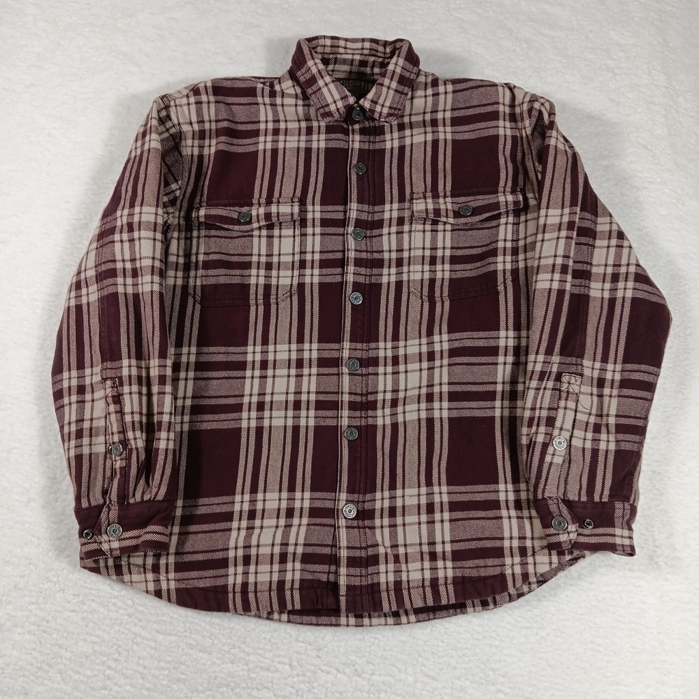 Duluth Trading Co Flapjack Flannel Mens XL Fleece Line Shacket Outdoor Workwear